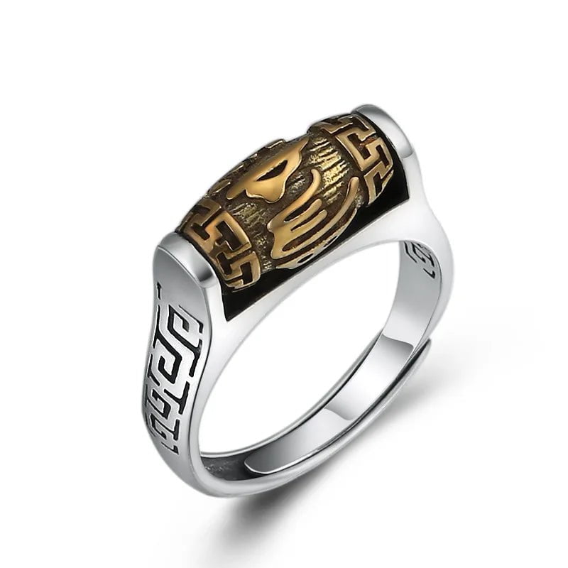 Rings Tibetan Rotating Stainless Steel Blessing Ring Ancient Treasures Ancientreasures Viking Odin Thor Mjolnir Celtic Ancient Egypt Norse Norse Mythology