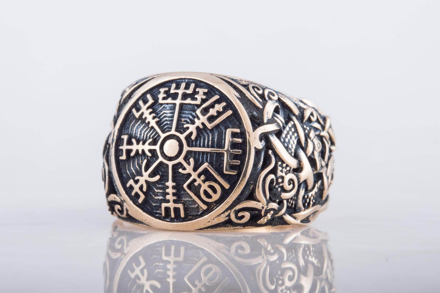 Rings Vegvisir Symbol with Mammen Style Bronze Norse Ring Ancient Treasures Ancientreasures Viking Odin Thor Mjolnir Celtic Ancient Egypt Norse Norse Mythology