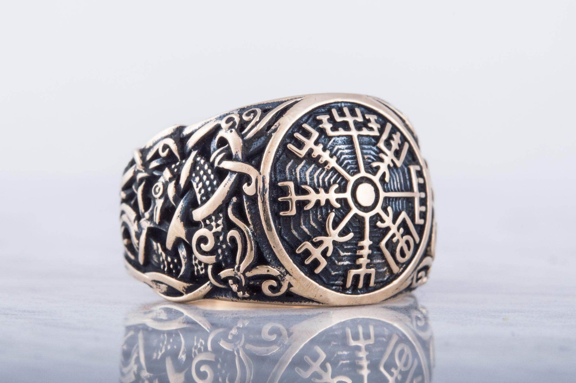Rings Vegvisir Symbol with Mammen Style Bronze Norse Ring Ancient Treasures Ancientreasures Viking Odin Thor Mjolnir Celtic Ancient Egypt Norse Norse Mythology