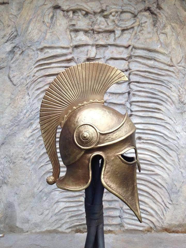 Ancient Greek Corinthian War Helmet w/Long Crest - Ancient Treasures