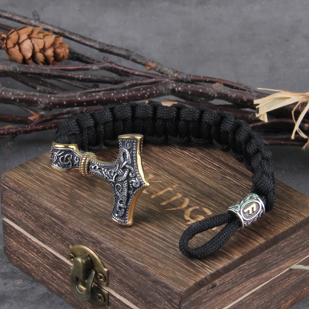 Stainless Steel Viking Mjolnir Leather Bracelet Ancient Treasures Ancientreasures Viking Odin Thor Mjolnir Celtic Ancient Egypt Norse Norse Mythology