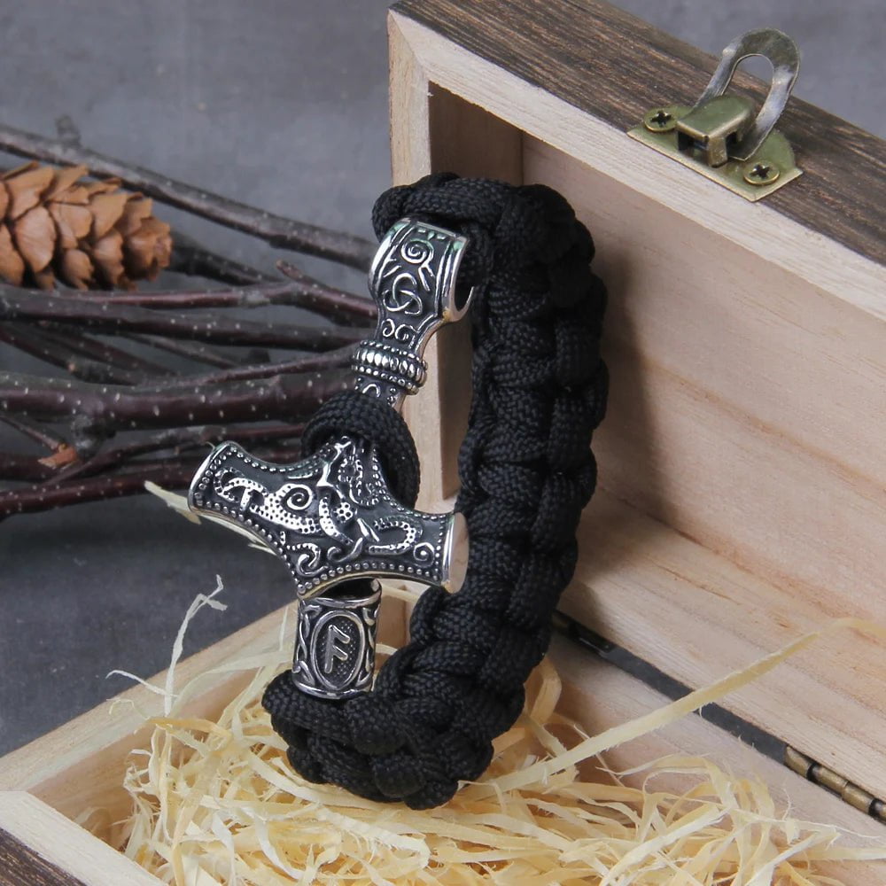 Stainless Steel Viking Mjolnir Leather Bracelet Ancient Treasures Ancientreasures Viking Odin Thor Mjolnir Celtic Ancient Egypt Norse Norse Mythology