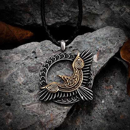 Viking Raven Pendant Stainless Steel Necklace