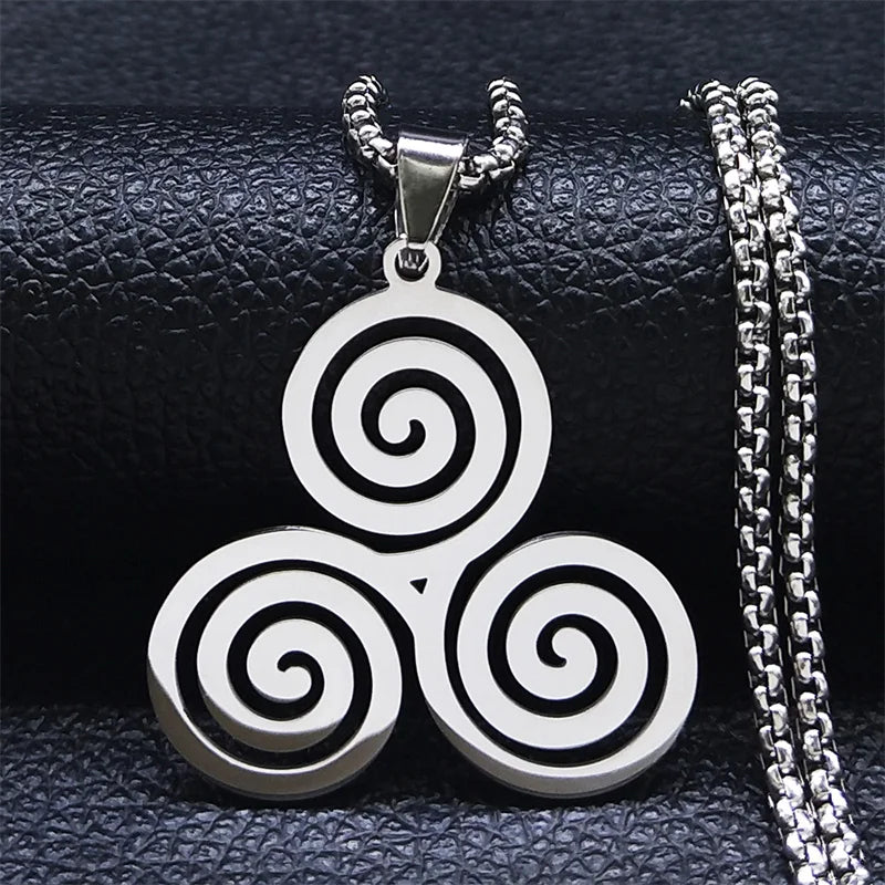 Silver Celtic Spiral Pendant Necklace