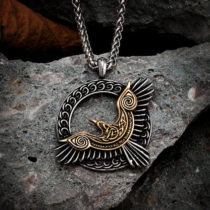 Viking Raven Pendant Stainless Steel Necklace