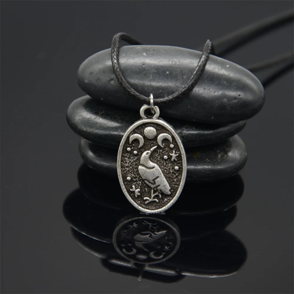 Odin's Raven & Triple Moon Amulet Necklace