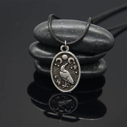 Odin's Raven & Triple Moon Amulet Necklace