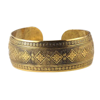 Vintage Tibetan Bronze Metal Carving Cuff Bracelet