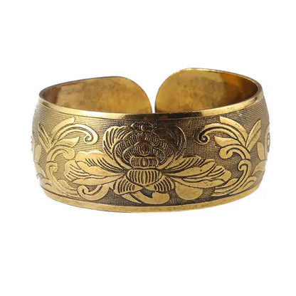 Vintage Tibetan Bronze Metal Carving Cuff Bracelet