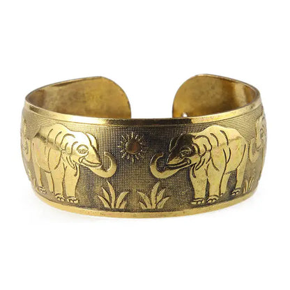 Vintage Tibetan Bronze Metal Carving Cuff Bracelet