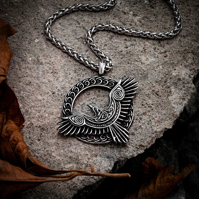 Viking Raven Pendant Stainless Steel Necklace