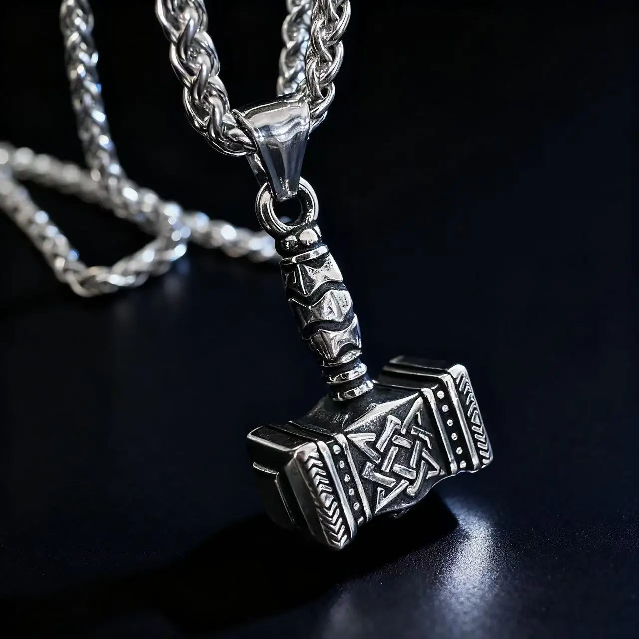 Norse Mjolnir Odin Rune Necklace