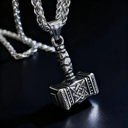 Norse Mjolnir Odin Rune Necklace