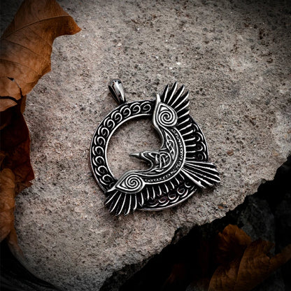 Viking Raven Pendant Stainless Steel Necklace