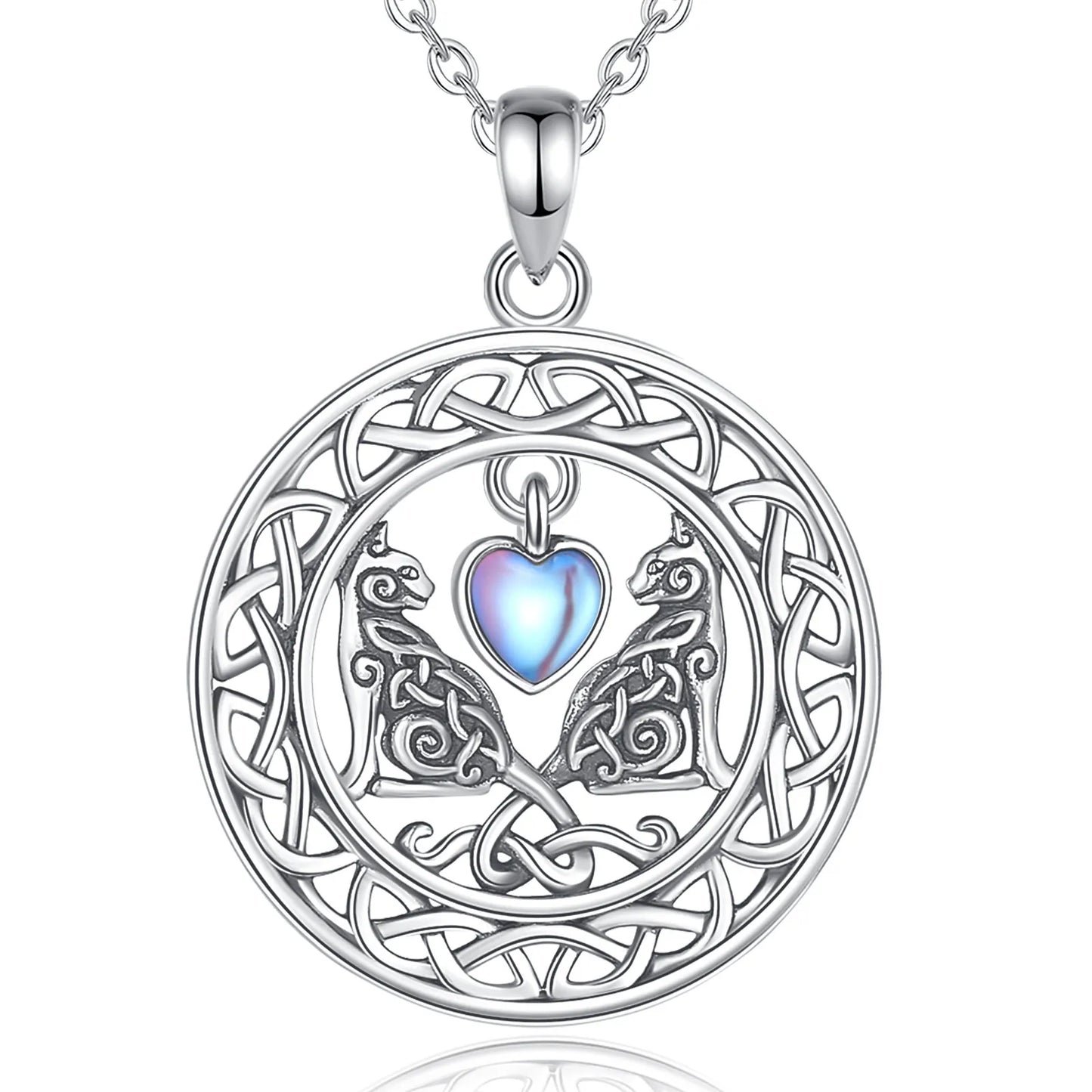 Celtic Knot Cat Necklace 925 Sterling Silver