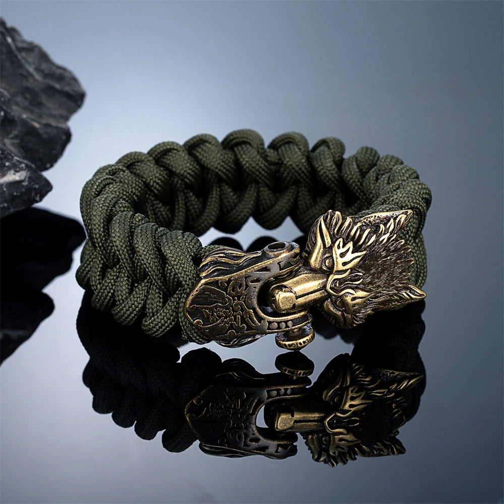 Viking Wolf Survival Rope Bracelet