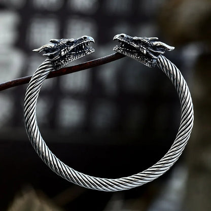 Viking Double Dragon Head Bracelet