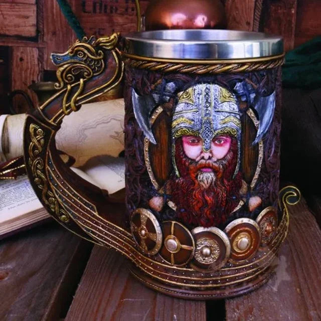 Viking Warrior 3D Stainless Steel Beer Mug