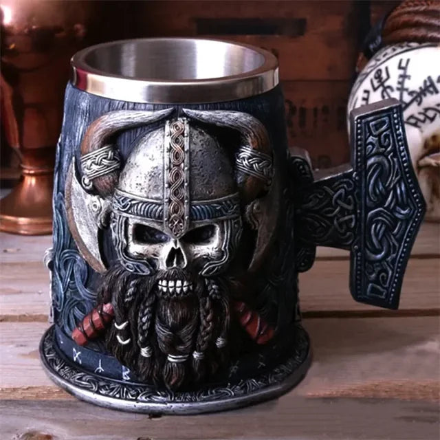 Viking Warrior 3D Stainless Steel Beer Mug