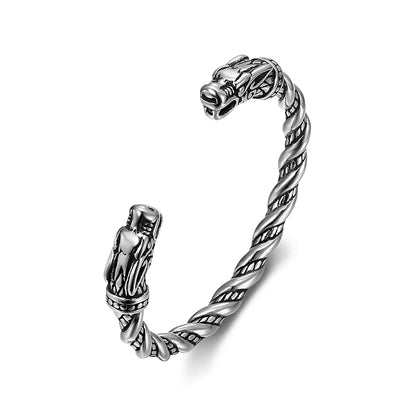 Viking Double Dragon Head Bracelet