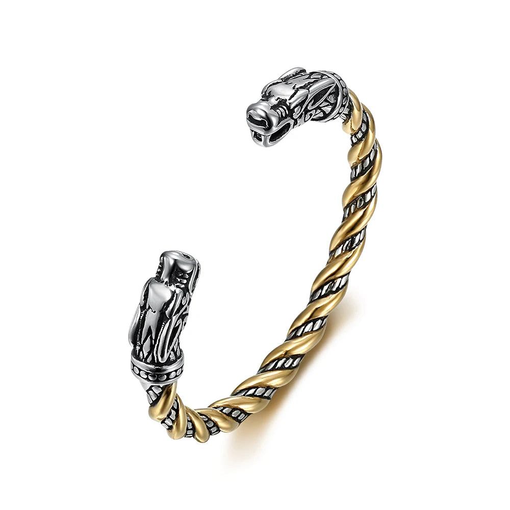 Viking Double Dragon Head Bracelet