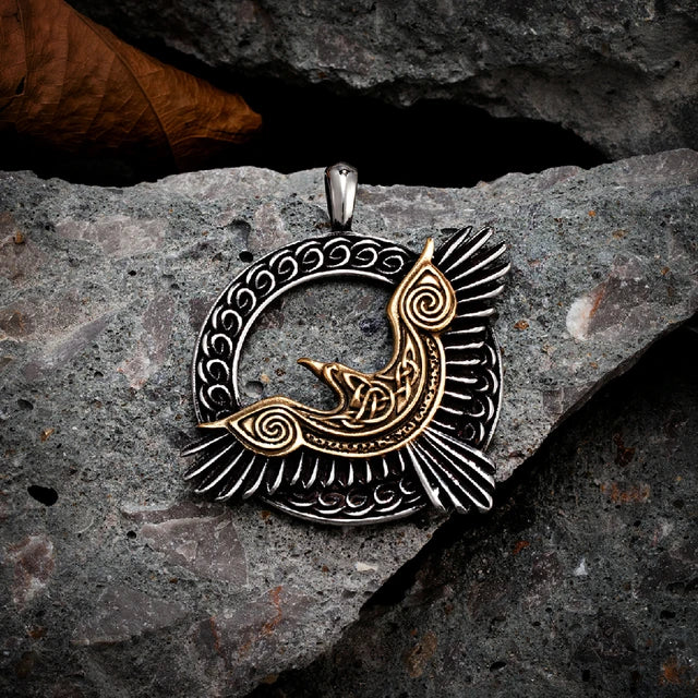 Viking Raven Pendant Stainless Steel Necklace