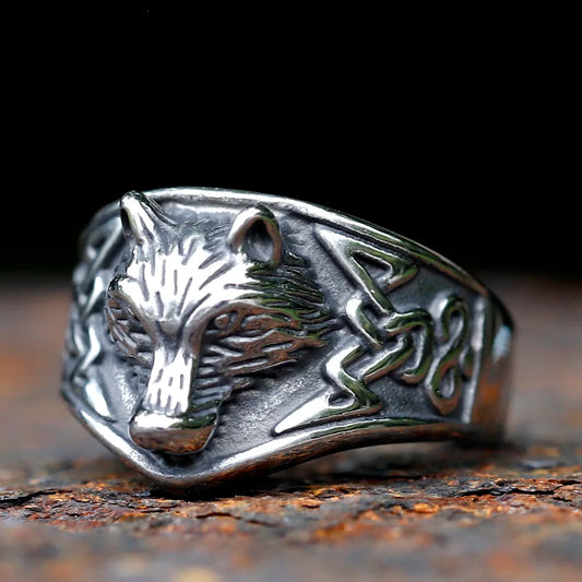 Viking Wolf Head Ring