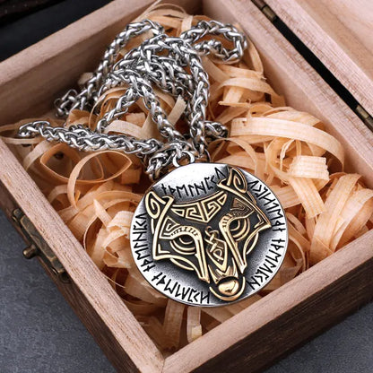 Viking Wolf Head Necklace