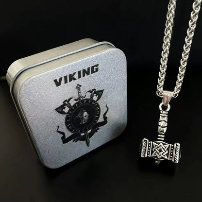 Norse Mjolnir Odin Rune Necklace