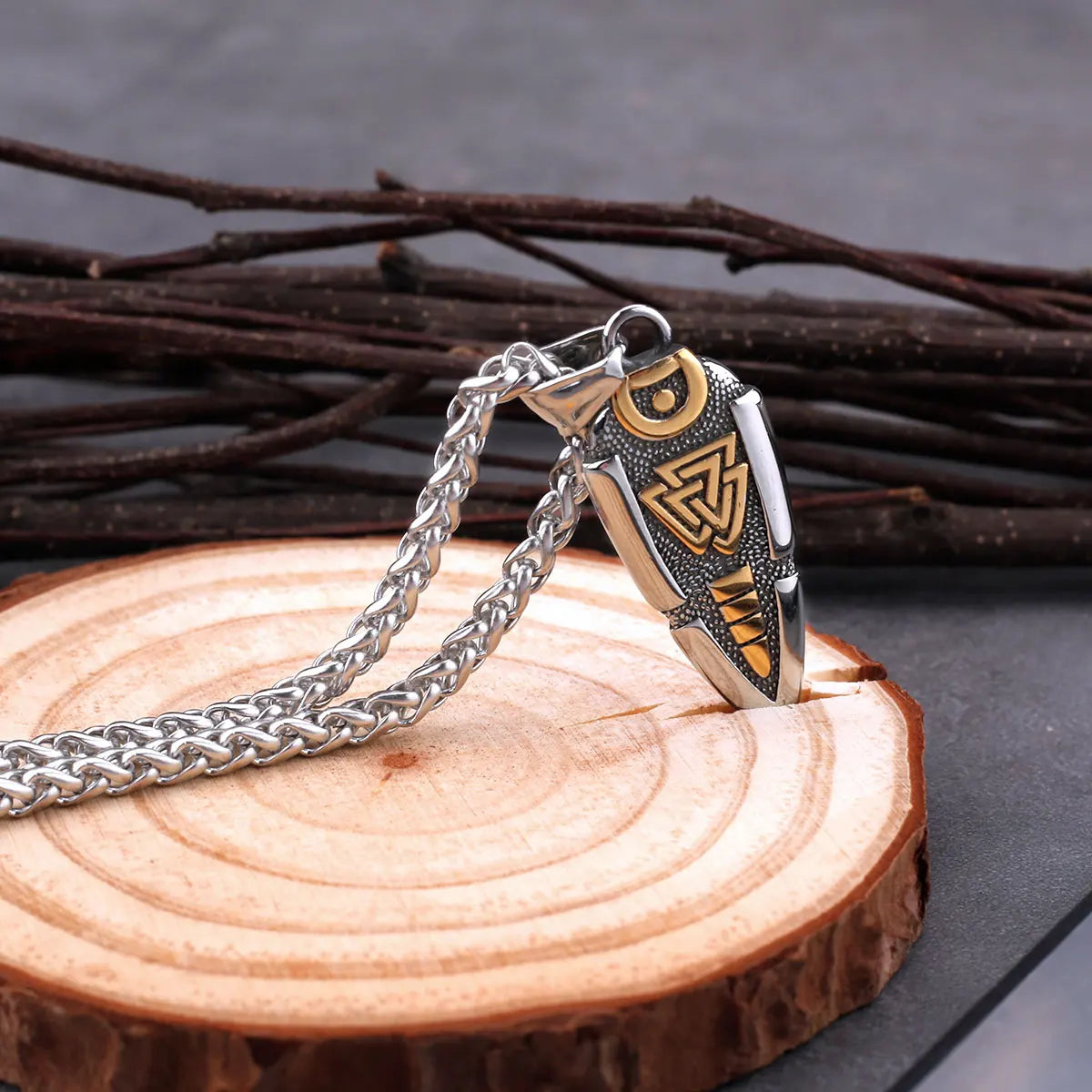 Viking Shield and Sword Pendant Necklace