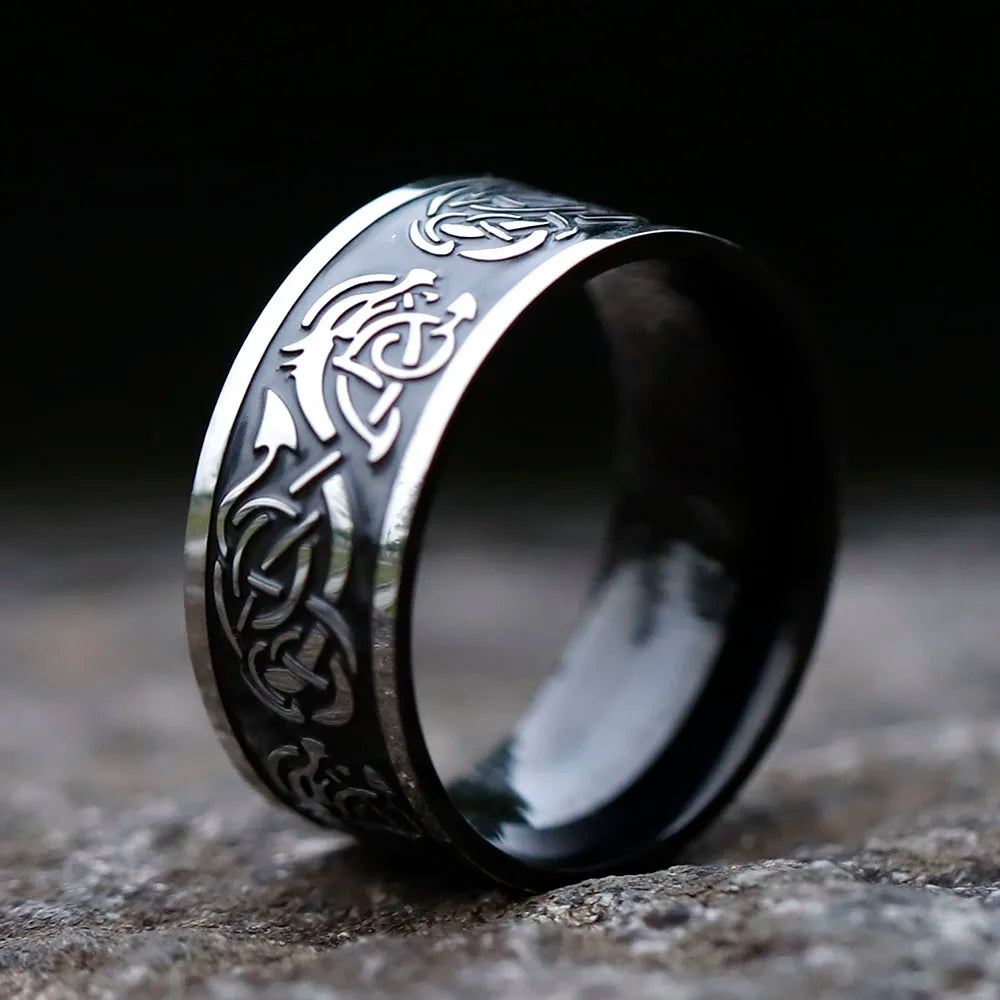 Viking Dragon Band Ring