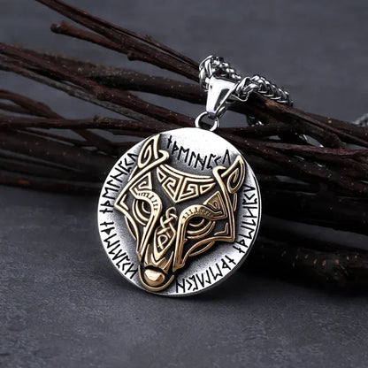 Viking Wolf Head Necklace