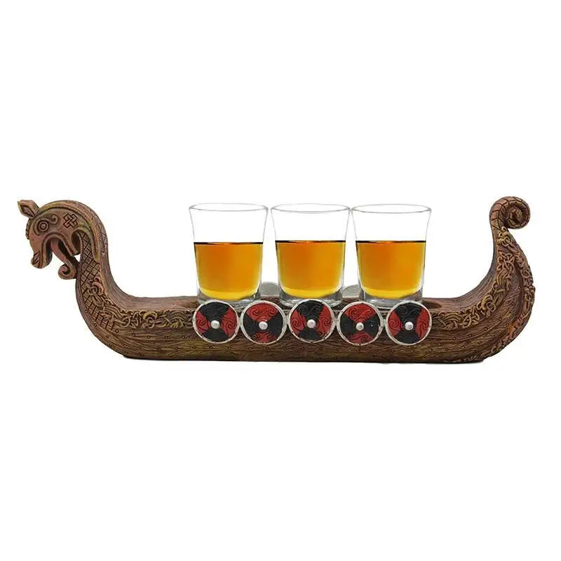 Viking Dragon Longship Shot Glass Set