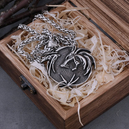 Viking Twin Dragon Pendant Necklace