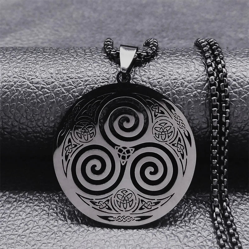 Silver Celtic Spiral Pendant Necklace