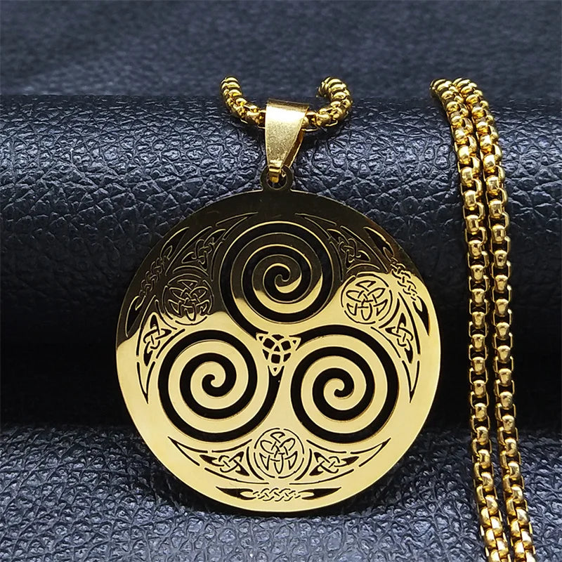 Silver Celtic Spiral Pendant Necklace