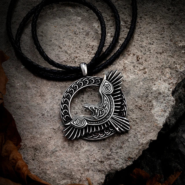 Viking Raven Pendant Stainless Steel Necklace