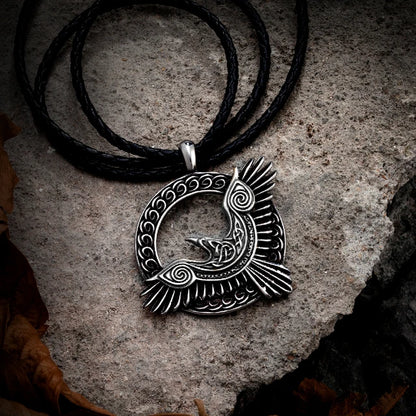 Viking Raven Pendant Stainless Steel Necklace