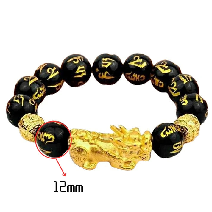 Tibetan Mantra Bracelet – Black & Wood Beads