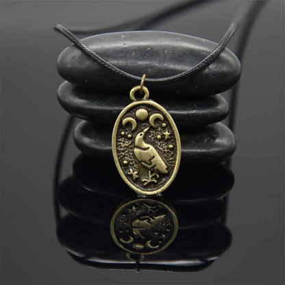 Odin's Raven & Triple Moon Amulet Necklace