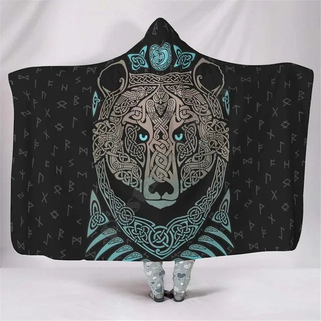 Viking Tattoo 3D Hooded – Sherpa Fleece Wearable Blanket