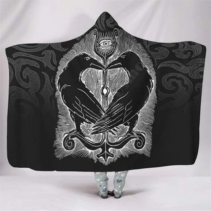 Viking Tattoo 3D Hooded – Sherpa Fleece Wearable Blanket