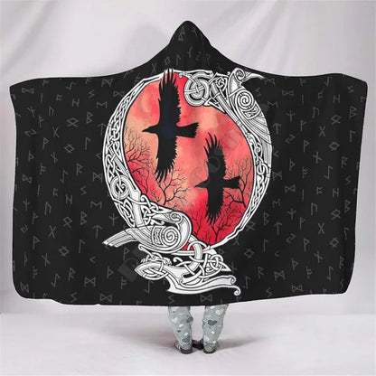 Viking Tattoo 3D Hooded – Sherpa Fleece Wearable Blanket