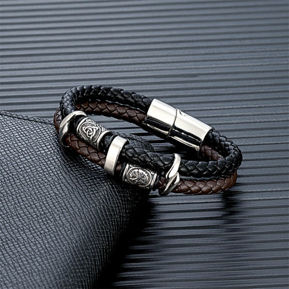 Viking Compass Leather Bracelet