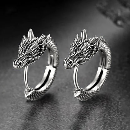 Viking Dragon Guardian Hoop Earrings