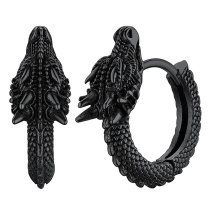 Viking Dragon Guardian Hoop Earrings