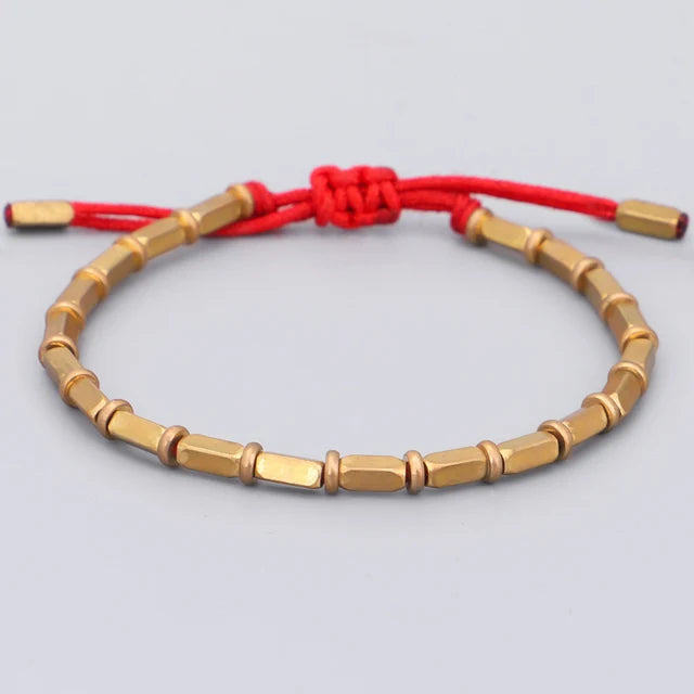 Tibetan Handmade Pure Copper Beads Lucky Rope Bracelet