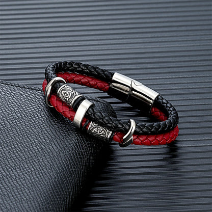 Viking Compass Leather Bracelet