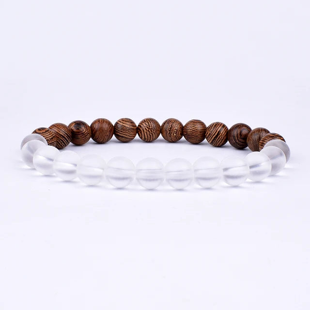 Volcanic Lava Stone Beaded Bracelet with Tibetan Buddha Charm