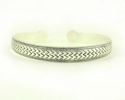 Tibetan Silver Metal Carving Cuff Bracelet